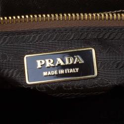 Pre Owned Prada Beige/Bronze Canvas and Saffiano Leather Doctor Bag