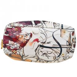 Pre Owned Prada Beige Astro Cervo Lux Leather Limited Edition Print Fairy Bag