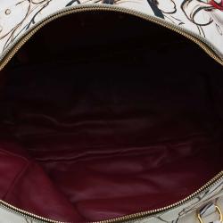 Pre Owned Prada Beige Astro Cervo Lux Leather Limited Edition Print Fairy Bag