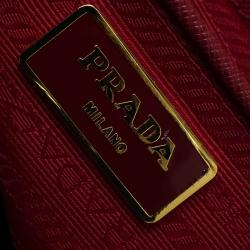 Pre Owned Prada Red Saffiano Lux Leather Large Double Zip Tote