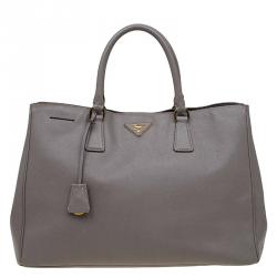 Pre Owned Prada Grey Saffiano Lux Leather Large Tote