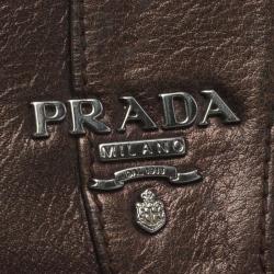 Pre Owned Prada Metallic Brown Wave Leather Flap Continental Wallet