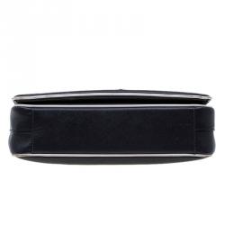 Pre Owned Prada Black Saffiano Lux Leather Small Sound Flap Bag