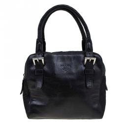 Pre Owned Prada Black Leather and Nylon Vintage Satchel