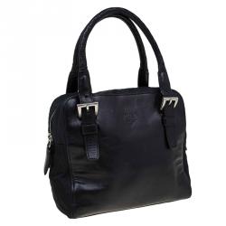 Pre Owned Prada Black Leather and Nylon Vintage Satchel