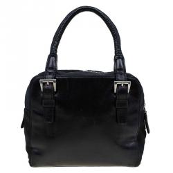 Pre Owned Prada Black Leather and Nylon Vintage Satchel