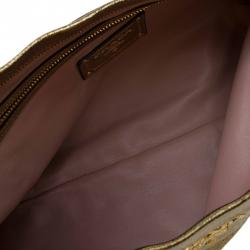 Pre Owned Prada Gold Crackled Leather Oversized Clutch