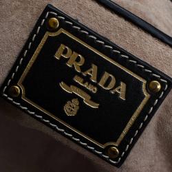 Pre Owned Prada Black Leather Pattina Shopping Tote