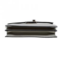 Pre Owned Prada Grey Saffiano Lux Leather Mini Sound Flap Bag