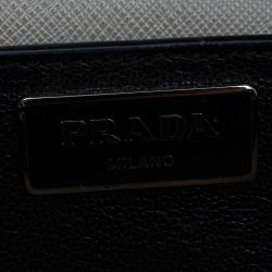 Pre Owned Prada Grey Saffiano Lux Leather Mini Sound Flap Bag