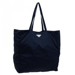 Pre Owned Prada Dark Blue Fabric BYO Bag Shopper Tote