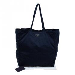 Pre Owned Prada Dark Blue Fabric BYO Bag Shopper Tote