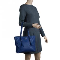 Pre Owned Prada Royal Blue Saffiano Soft leather Shopping Tote