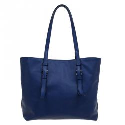 Pre Owned Prada Royal Blue Saffiano Soft leather Shopping Tote