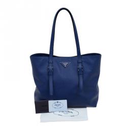 Pre Owned Prada Royal Blue Saffiano Soft leather Shopping Tote