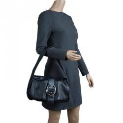 Pre Owned Prada Black Leather Flap Shoulder Bag