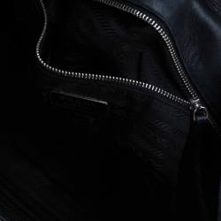 Pre Owned Prada Black Leather Flap Shoulder Bag