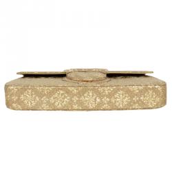 Pre Owned Prada Gold Broccato Corda CL Shoulder Bag With Chain