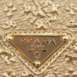 Pre Owned Prada Gold Broccato Corda CL Shoulder Bag With Chain