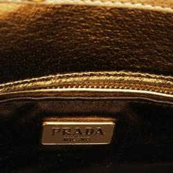 Pre Owned Prada Gold Broccato Corda CL Shoulder Bag With Chain
