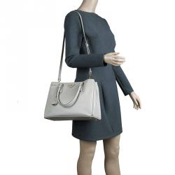 Pre Owned Prada Light Green Saffiano Lux Leather Small Tote