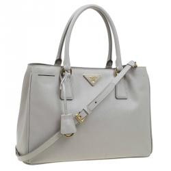 Pre Owned Prada Light Green Saffiano Lux Leather Small Tote