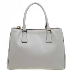 Pre Owned Prada Light Green Saffiano Lux Leather Small Tote