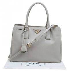 Pre Owned Prada Light Green Saffiano Lux Leather Small Tote