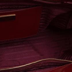 Pre Owned Prada Red Spazzolato Leather Double Zip Top Handle Bag