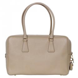 Pre Owned Prada Beige Sabbia Saffiano Lux Leather Executive Tote Bag