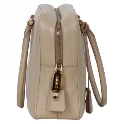 Pre Owned Prada Beige Sabbia Saffiano Lux Leather Executive Tote Bag
