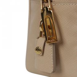 Pre Owned Prada Beige Sabbia Saffiano Lux Leather Executive Tote Bag