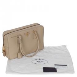 Pre Owned Prada Beige Sabbia Saffiano Lux Leather Executive Tote Bag