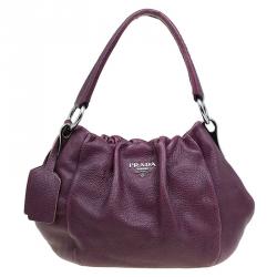 Pre Owned Prada Purple Deer Skin Leather Hobo