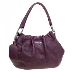Pre Owned Prada Purple Deer Skin Leather Hobo