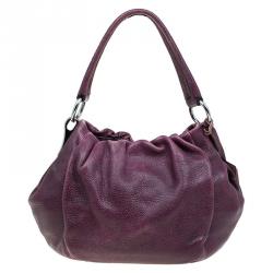 Pre Owned Prada Purple Deer Skin Leather Hobo