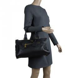 Pre Owned Prada Black Vitello Daino Leather Satchel