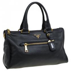 Pre Owned Prada Black Vitello Daino Leather Satchel