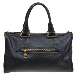 Pre Owned Prada Black Vitello Daino Leather Satchel
