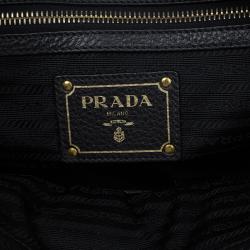 Pre Owned Prada Black Vitello Daino Leather Satchel