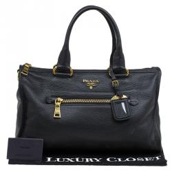 Pre Owned Prada Black Vitello Daino Leather Satchel