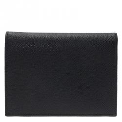 Pre Owned Prada Black Saffiano Leather Mini Bifold Wallet