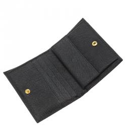 Pre Owned Prada Black Saffiano Leather Mini Bifold Wallet