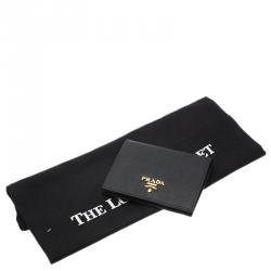 Pre Owned Prada Black Saffiano Leather Mini Bifold Wallet