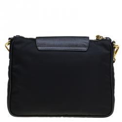 Pre Owned Prada Black Nylon/Saffiano Leather Crossbody Bag