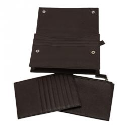 Pre Owned Prada Brown Saffiano Leather Flap Wallet