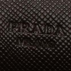 Pre Owned Prada Brown Saffiano Leather Flap Wallet