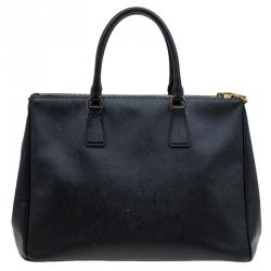 Pre Owned Prada Black Saffiano Lux Leather Large Double-zip Tote