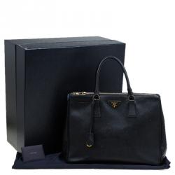 Pre Owned Prada Black Saffiano Lux Leather Large Double-zip Tote