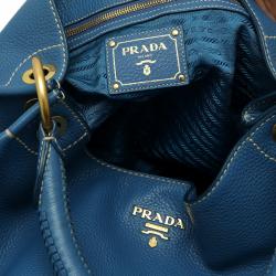 Pre Owned Prada Marine Blue Vitello Daino Leather Hobo